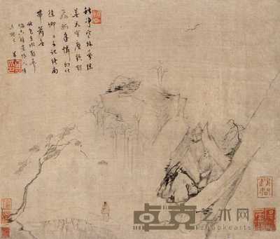 冒襄 山水 立轴 42×35.5cm